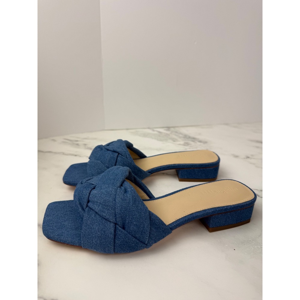 J.McLaughlin Hannah Denim Braided Block Heel Sandals New Sz 7.5 - Picture 2 of 8